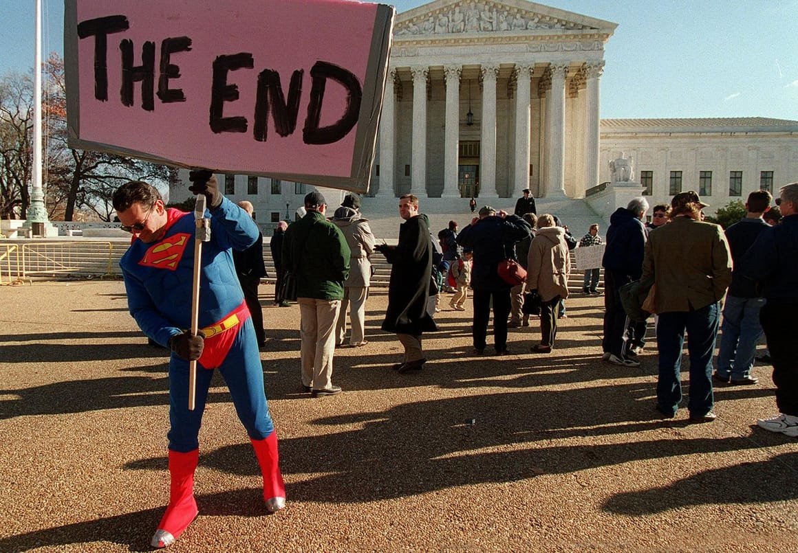 Demonstrators and onlookers, including Scott LoBai
