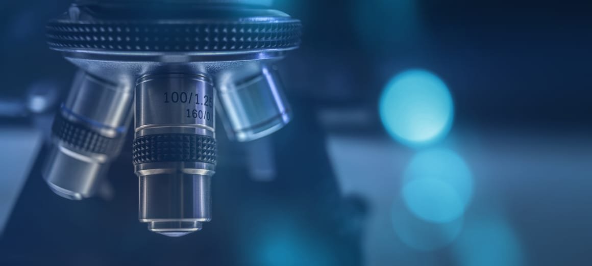 laboratory optical Microscope, blue tone