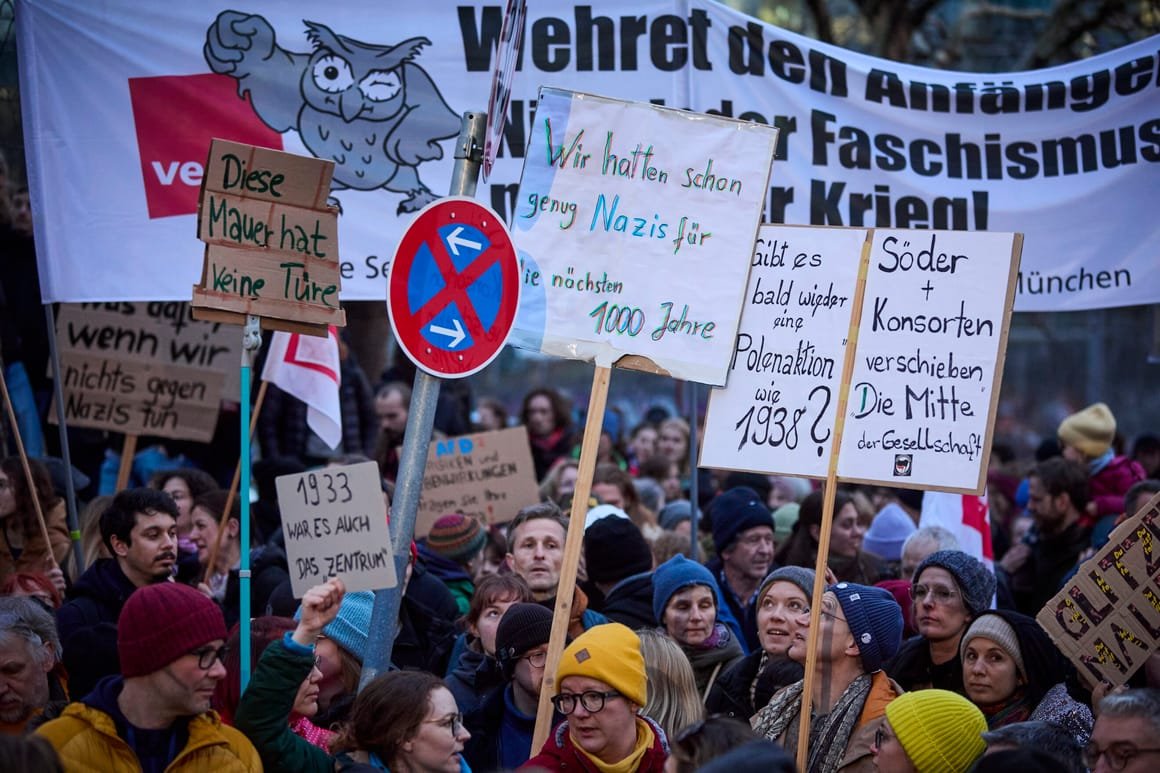 Demonstrators Protest Against Friedrich Merz In Munich