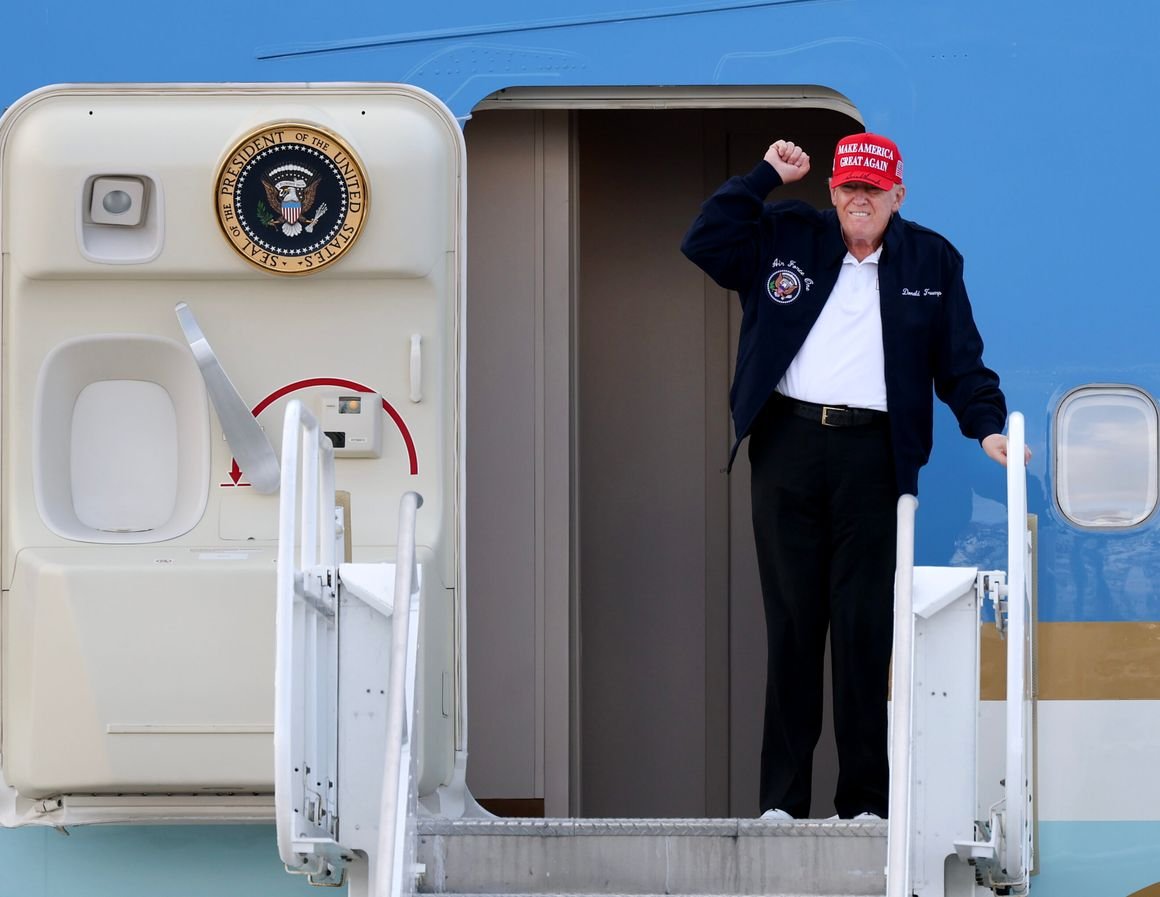 President Trump Arrives In Miami On Air Force One